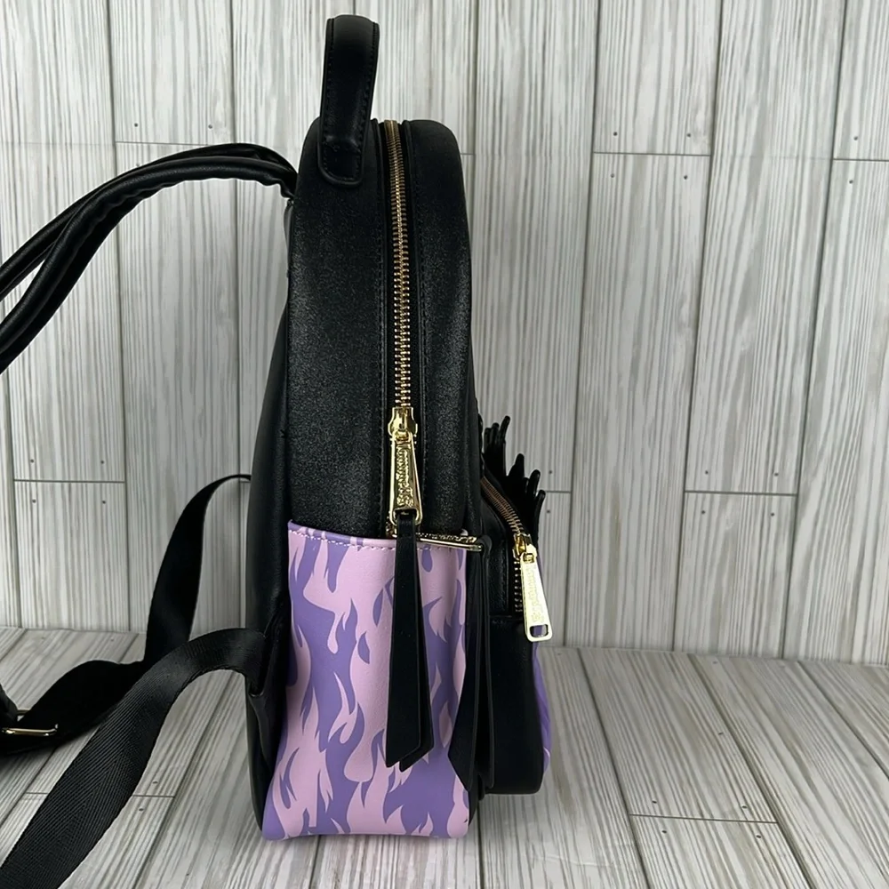 Loungefly Disney Villains Purple Flame Mini‎ Backpack Exclusive NWOT